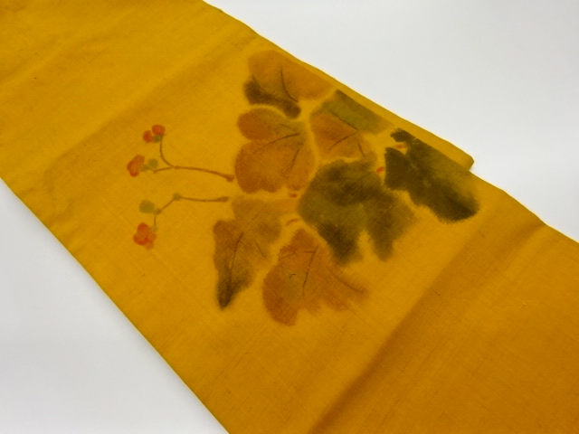 JAPANESE KIMONO / VINTAGE NAGOYA OBI / TSUMUGI / GRASS & FLOWERS